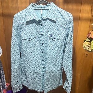 Cinch Blue Patterned Button Down Shirt